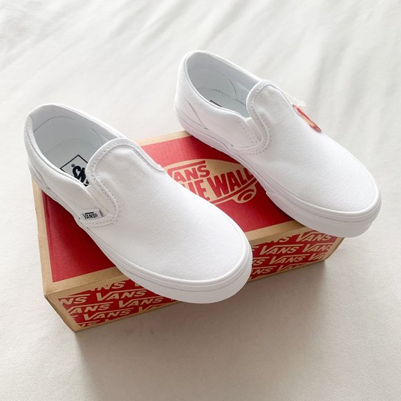 SOLD. Vans White Classic Slip On Shoes - Picture 2 of 4
